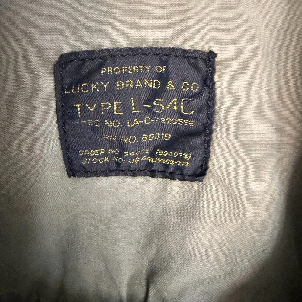 Lucky Brand & Co Type L-54C Jacket Olive Green American Flag Military